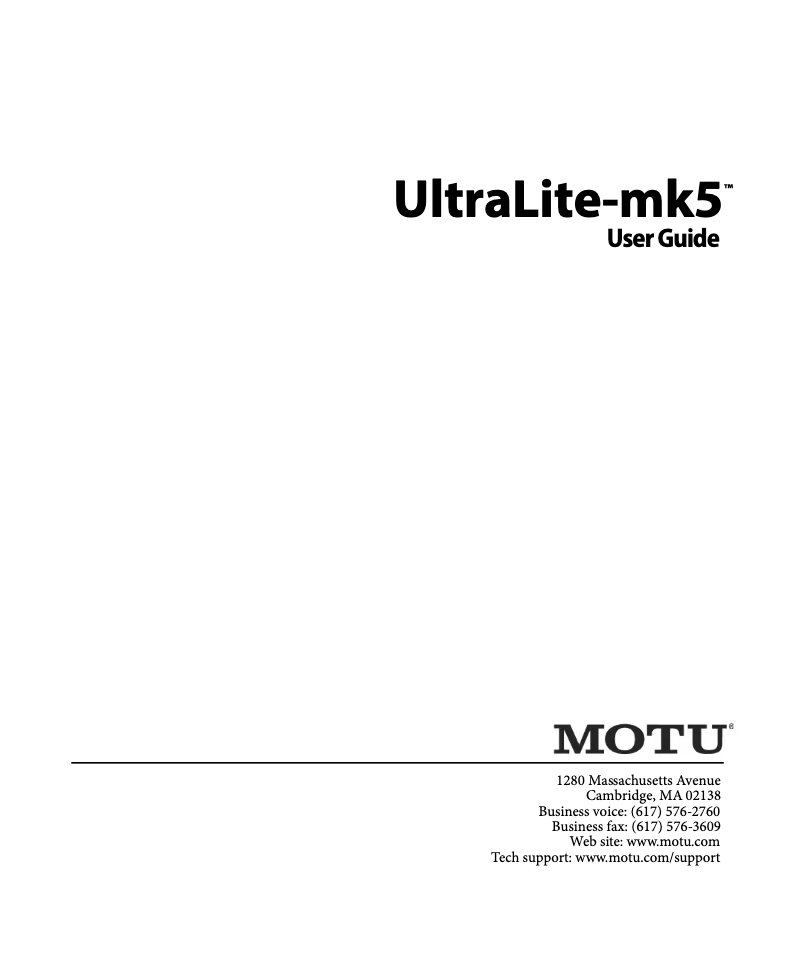 Page n°1 - Manuel utilisateur Motu UltraLite-mk5