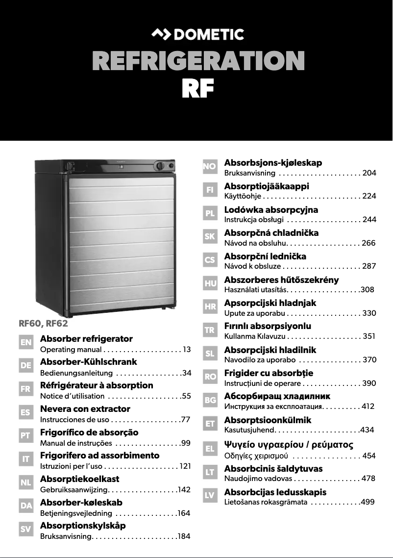 Página 1 del manual Manual de usuario Dometic RF62