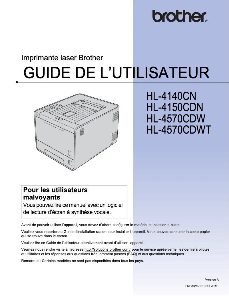 Page n°1 - Manuel utilisateur Brother HL-4140CN