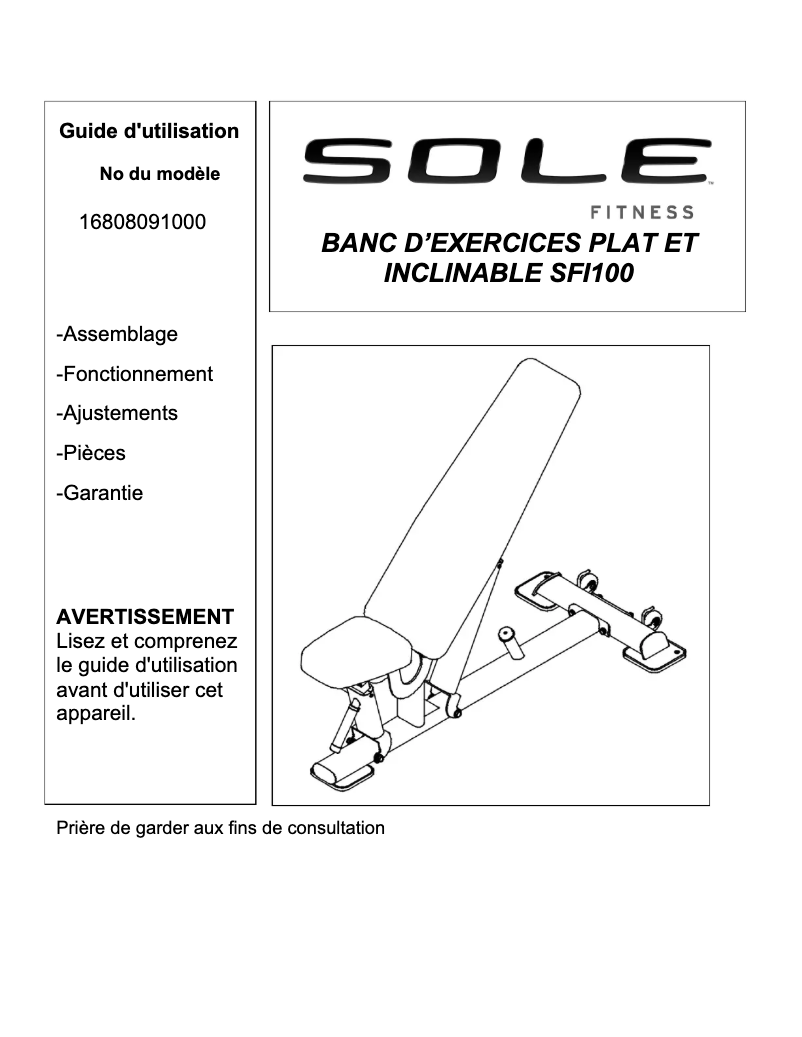 Image de la première page du manuel de l'appareil SFI100