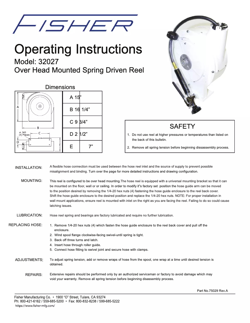 Page n°1 - Manuel utilisateur Fisher 32027