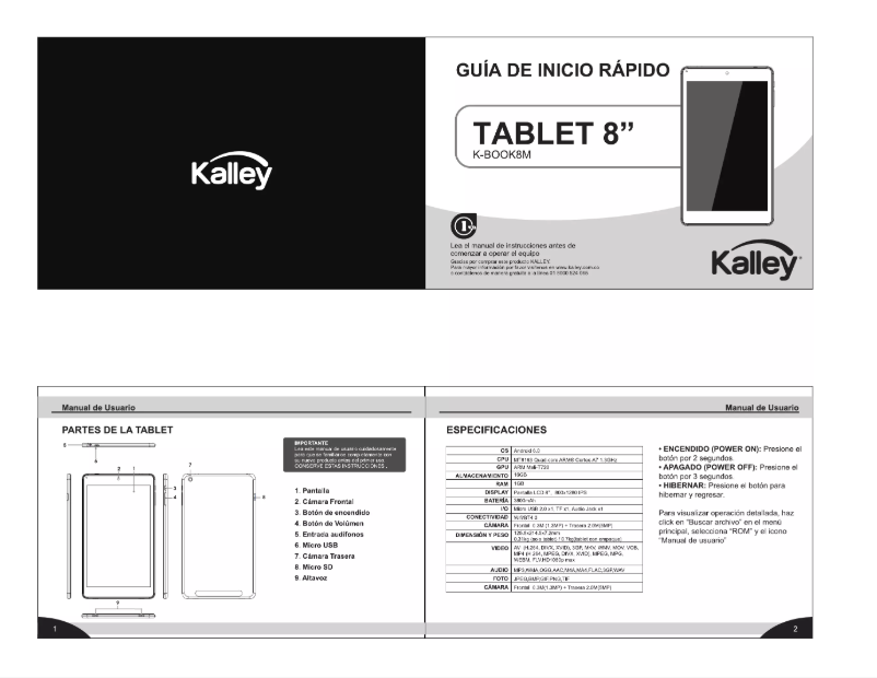 Page 1 de la notice Manuel utilisateur Kalley K-BOOK8M