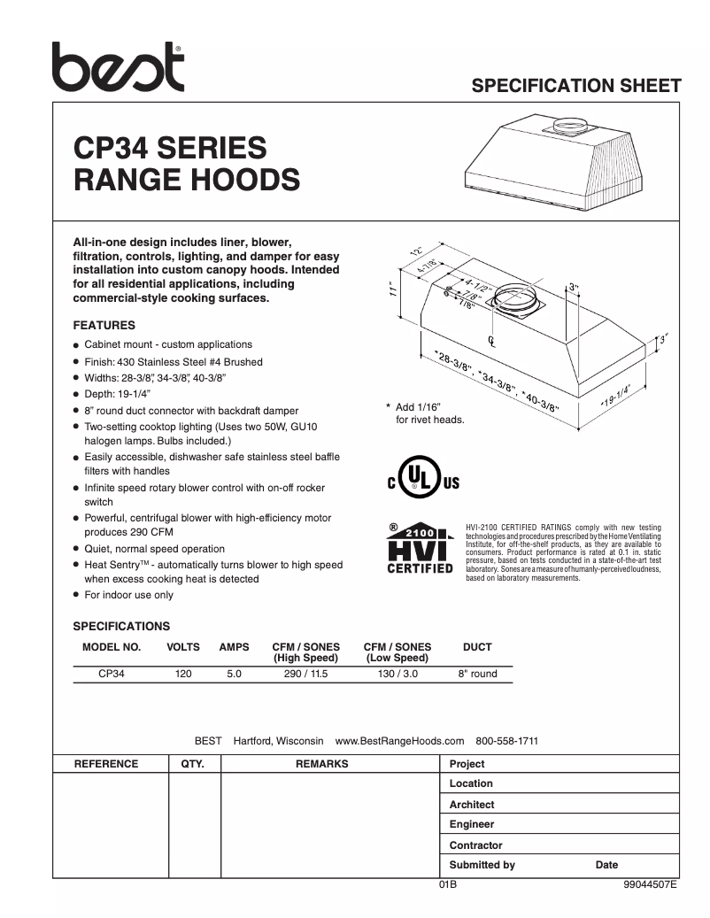 Page 1 de la notice Fiche technique Best 5810005