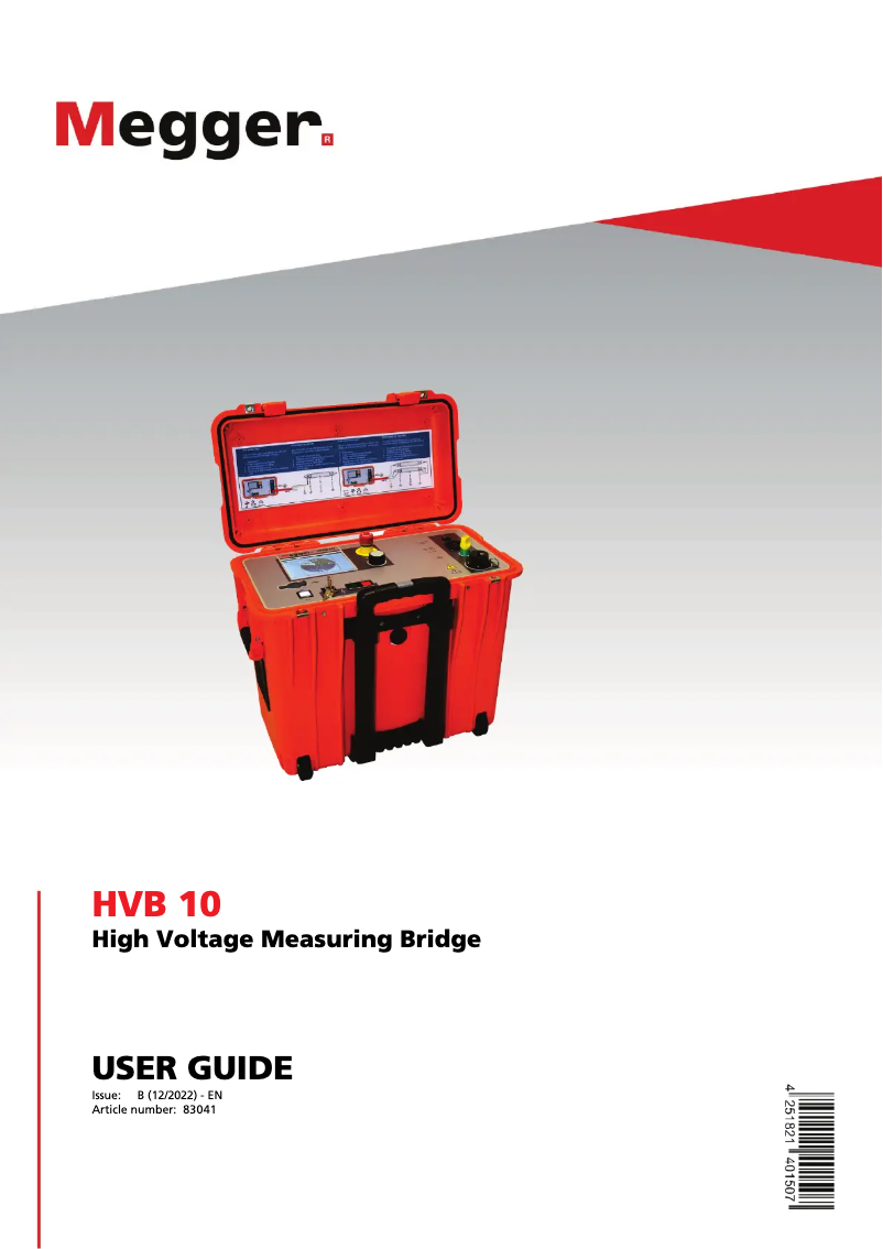 Page 1 de la notice Manuel utilisateur Megger HVB 10