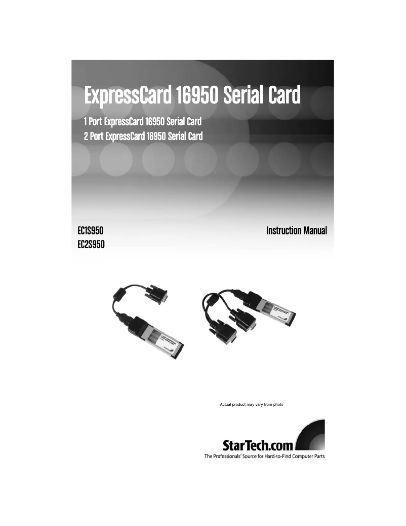 Page n°1 - Manuel utilisateur StarTech.com EC1S950