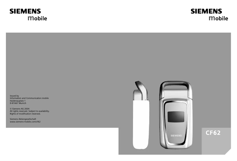 Page 1 de la notice Manuel utilisateur Siemens CF62