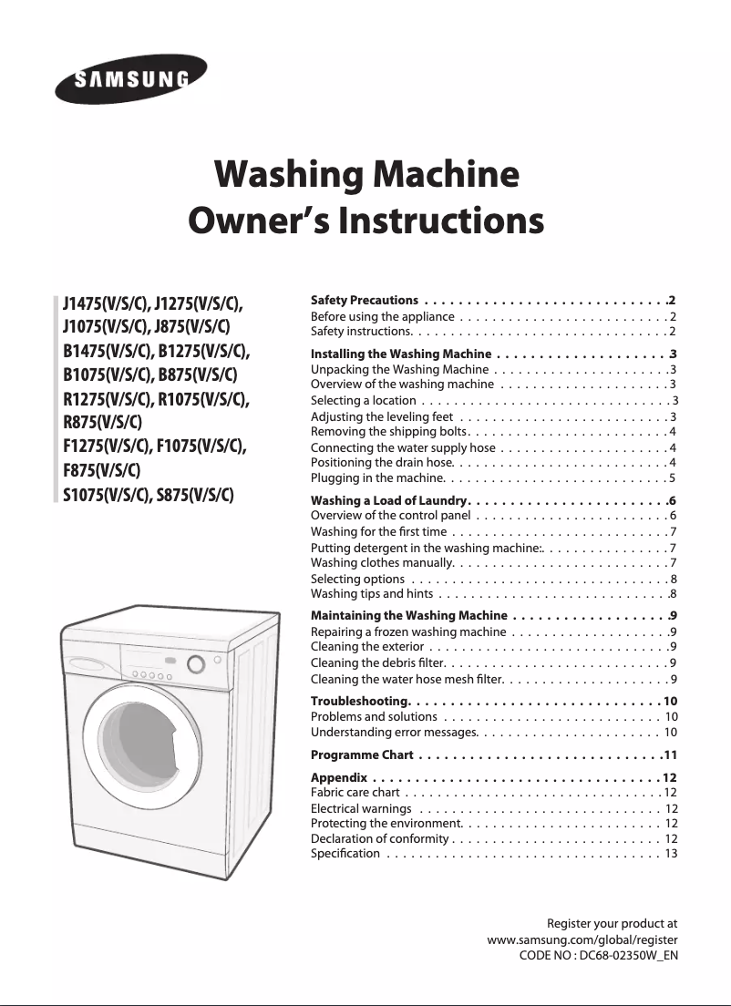 Image de la première page du manuel de l'appareil B1075T
