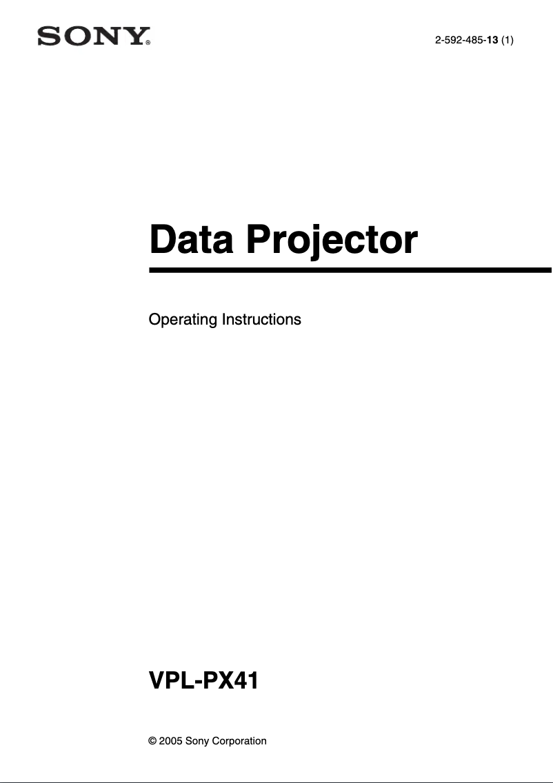 Image de la première page du manuel de l'appareil VPL-PX41