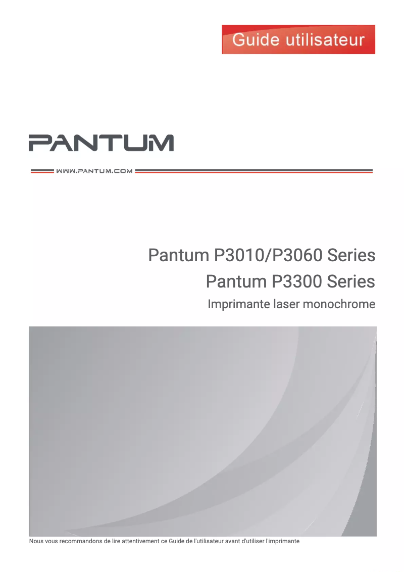Page n°1 - Manuel utilisateur Pantum P3010D