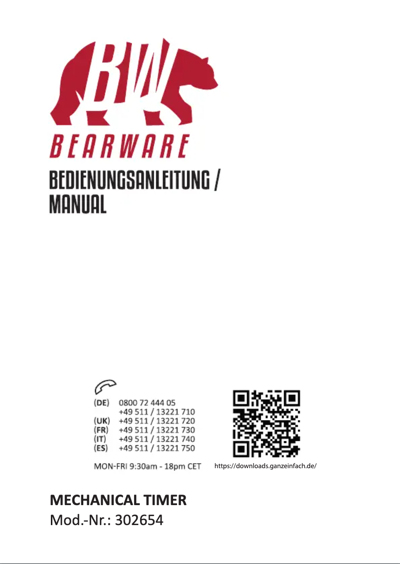 Page n°1 - Manuel utilisateur Bearware 302654