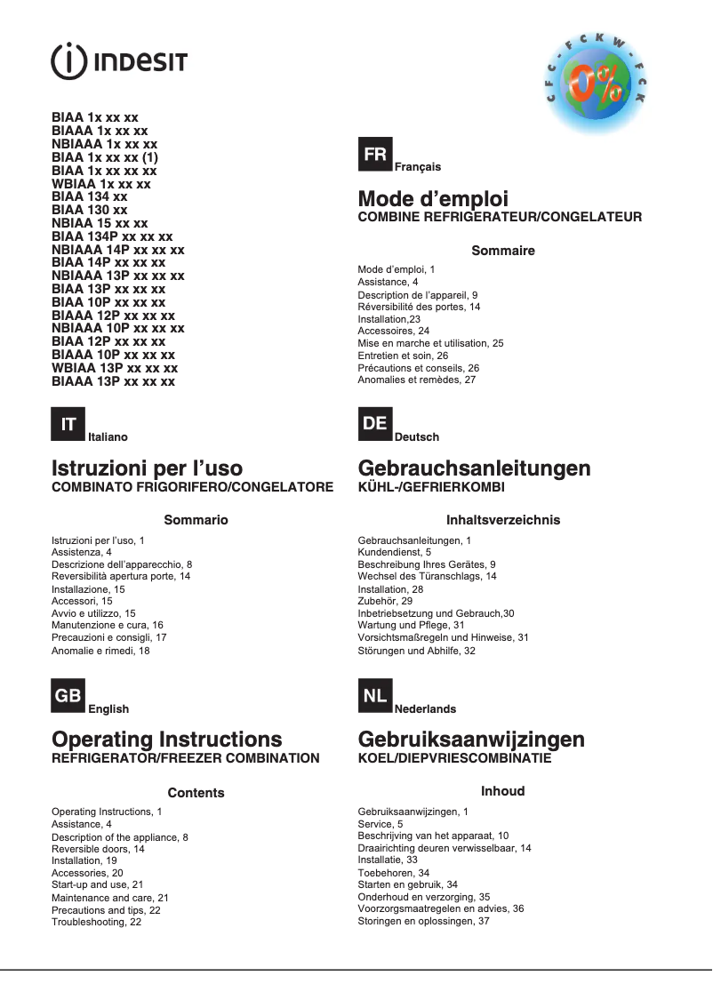 Image de la première page du manuel de l'appareil BIAA 13P