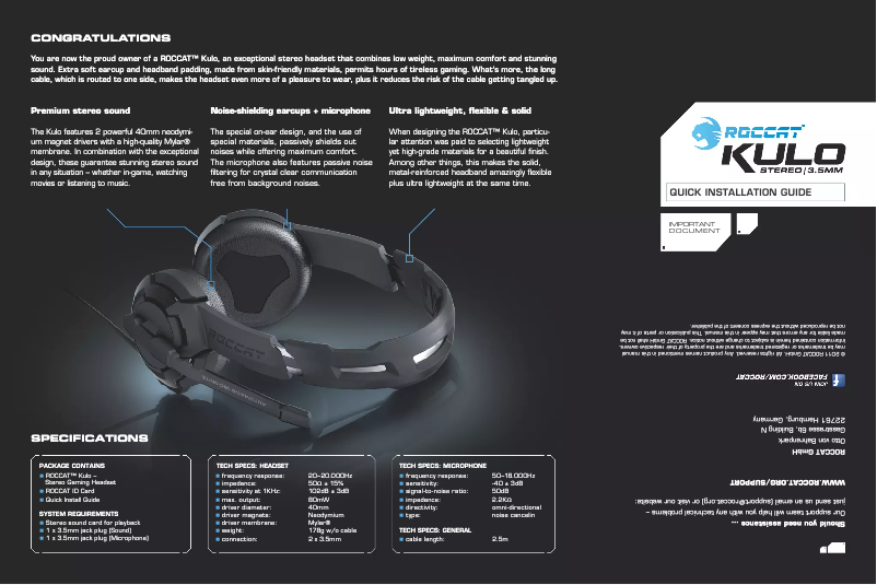 Página 1 del manual Manual de usuario Roccat Kulo