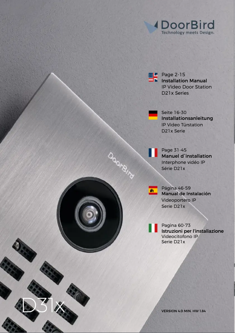 Page n°1 - Manuel utilisateur DoorBird D2102FV