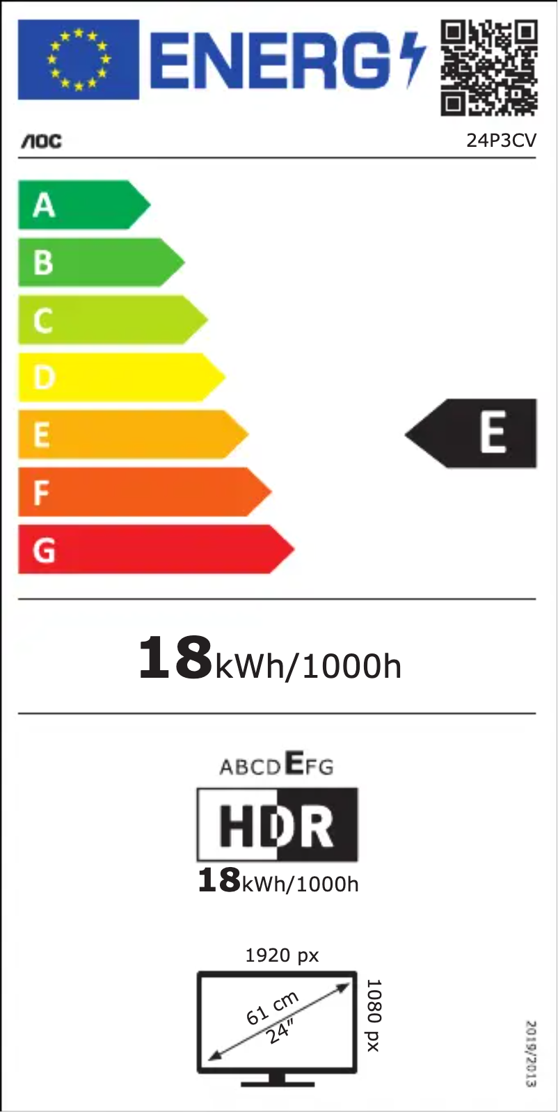 Page 1 de la notice Label énergétique AOC 24P3CV