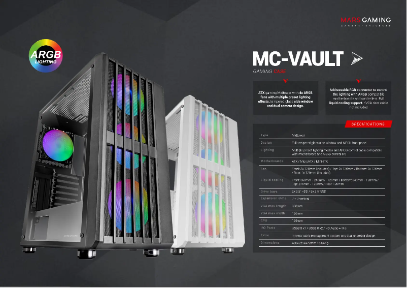 Page n°1 - Fiche technique Mars Gaming MC-VAULT