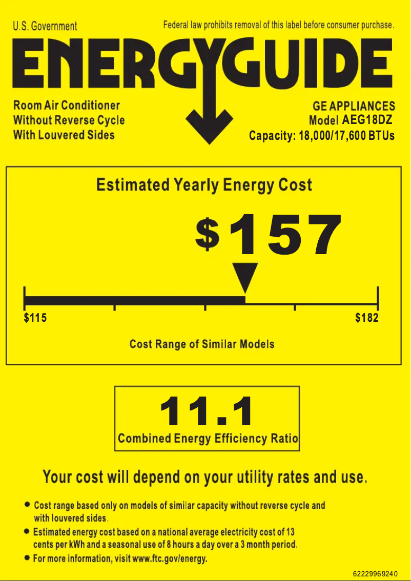 Page n°1 - Label énergétique GE AEG18DZ