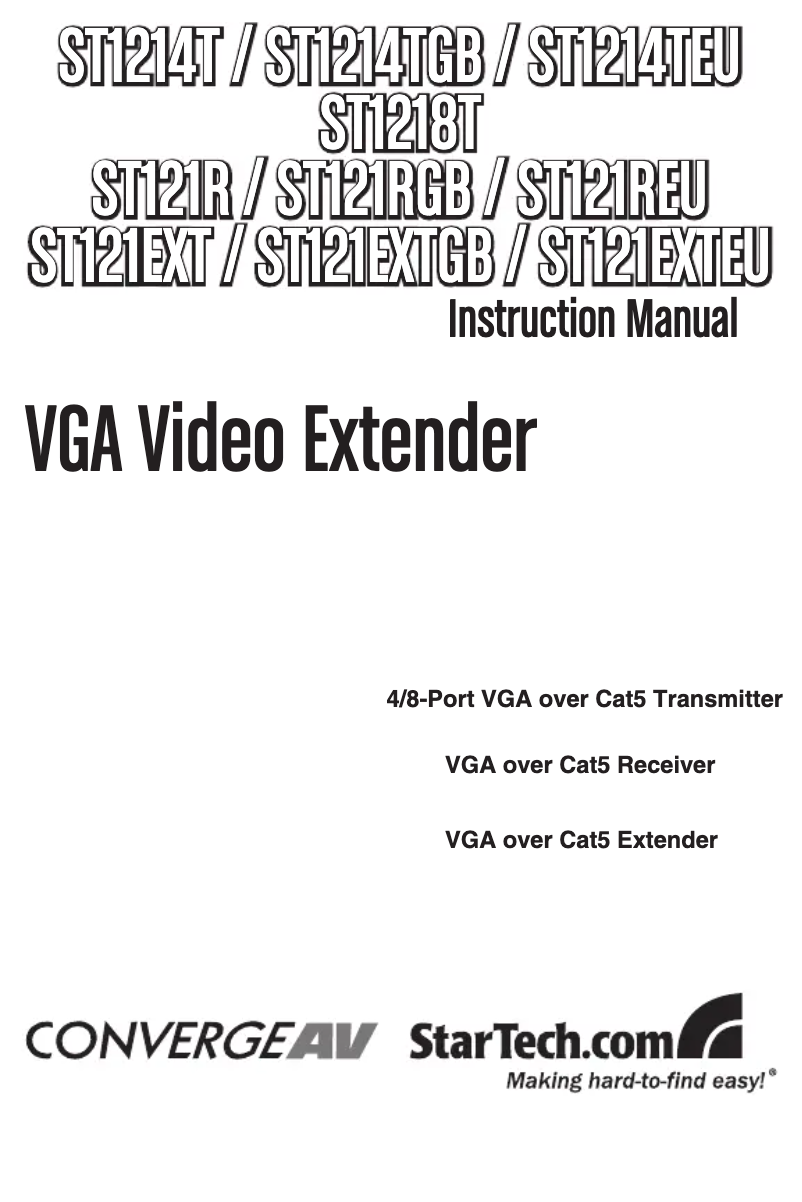 Page 1 de la notice Manuel utilisateur StarTech.com ST1214TEU