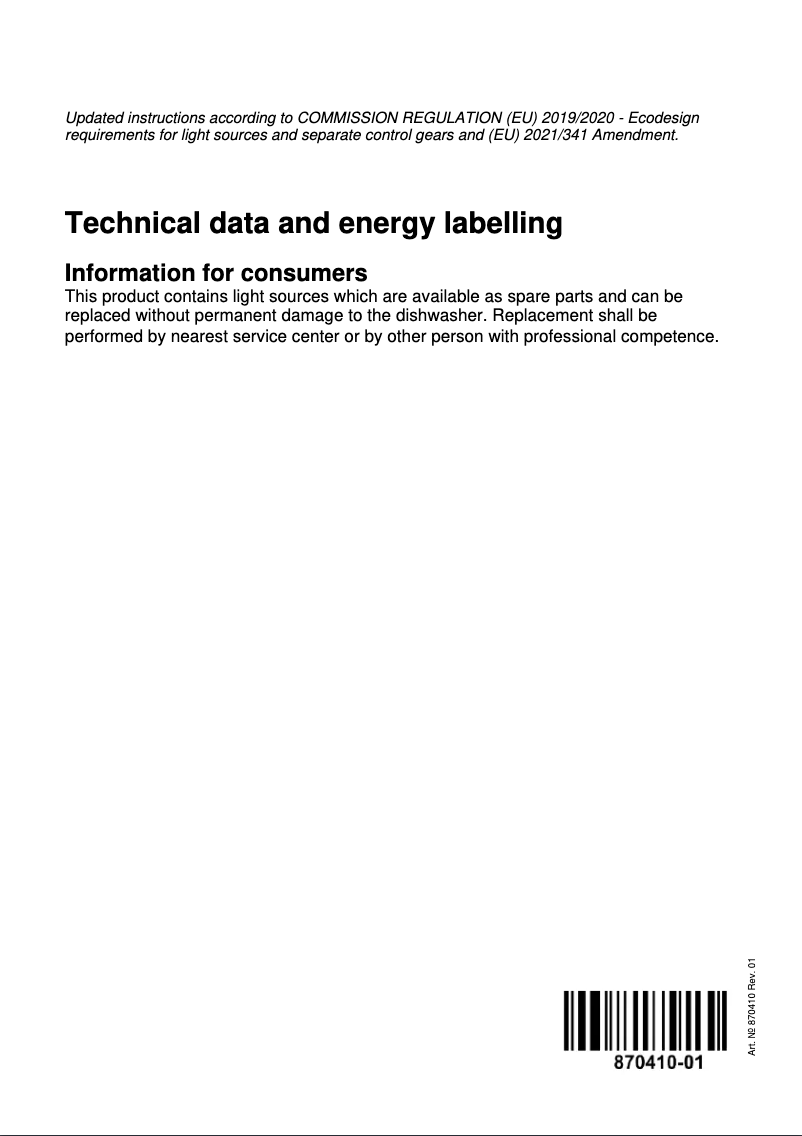 Page n°1 - Manuel utilisateur Asko DWCBI231.S/1