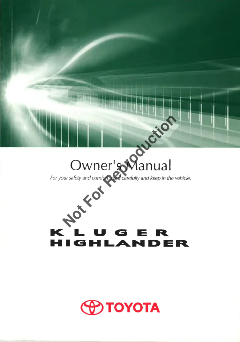 Page 1 de la notice Manuel utilisateur Toyota Kluger (2007)