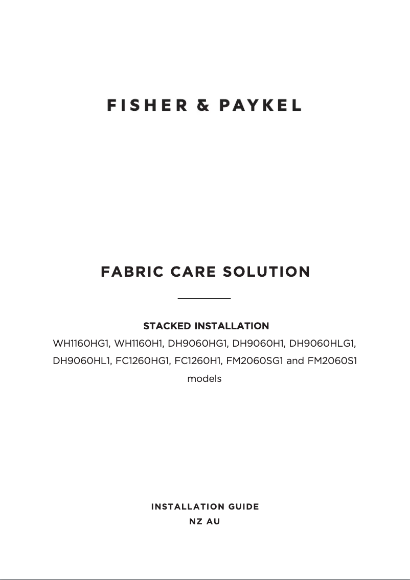 Page 1 de la notice Guide d'installation Fisher & Paykel DH9060HG1