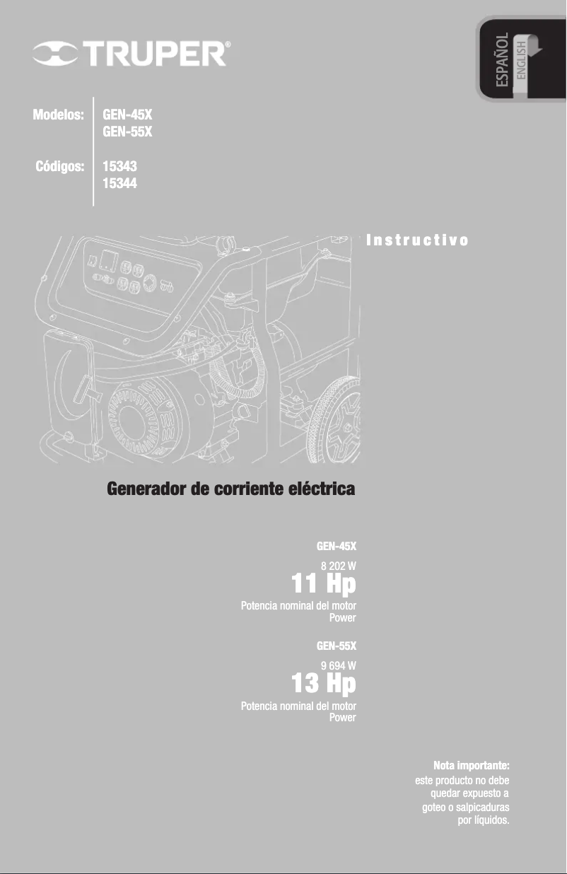 Page 1 de la notice Manuel utilisateur Truper GEN-45X