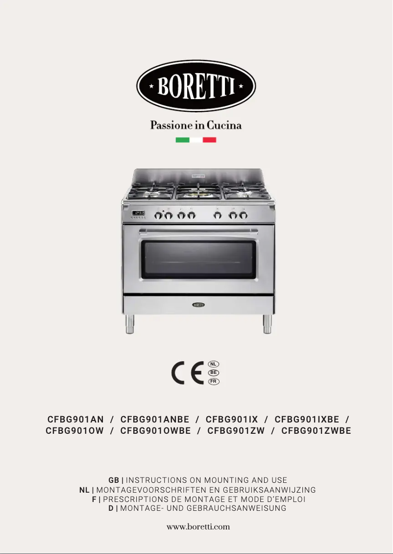 Page 1 de la notice Manuel utilisateur Boretti CFBG901OWBE