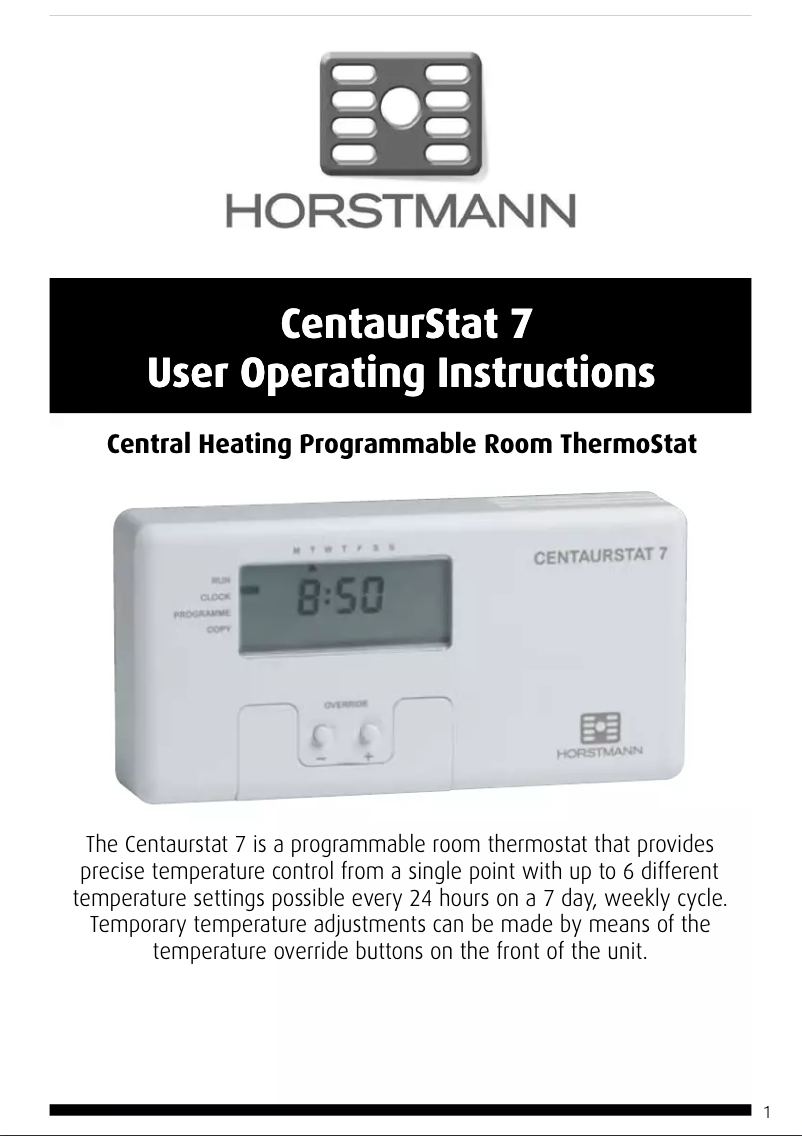 Page n°1 - Manuel utilisateur Horstmann Centaurstat 7