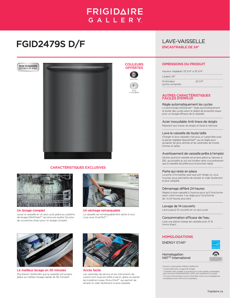 Image de la première page du manuel de l'appareil FGID2479SF