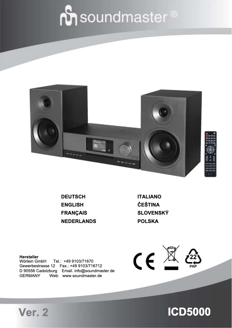Page 1 de la notice Manuel utilisateur Soundmaster ICD5000