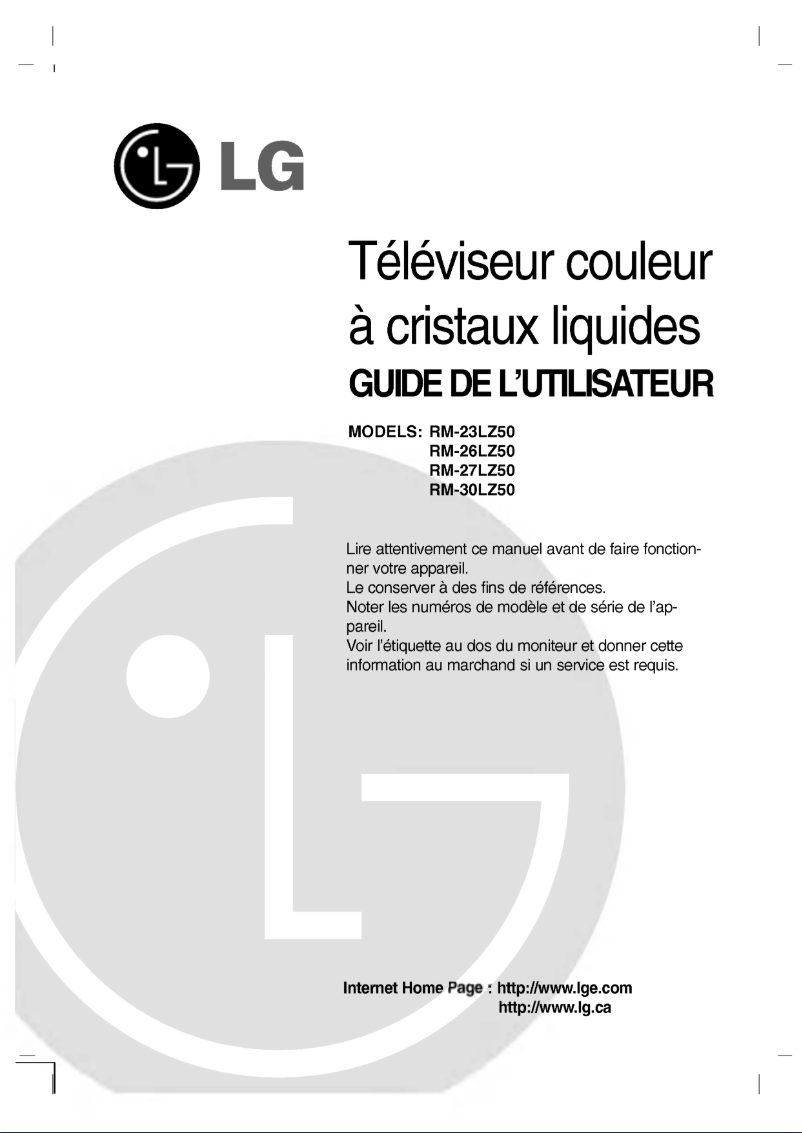 Page 1 de la notice Manuel utilisateur LG RM-23LZ50