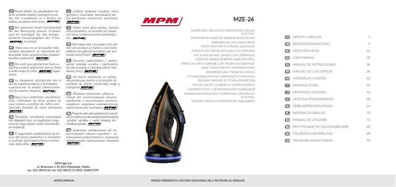 Image de la première page du manuel de l'appareil MZE-26