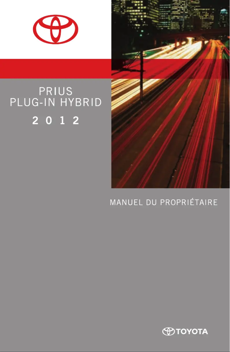 Page 1 de la notice Manuel utilisateur Toyota Prius Plug In Hybrid (2012)