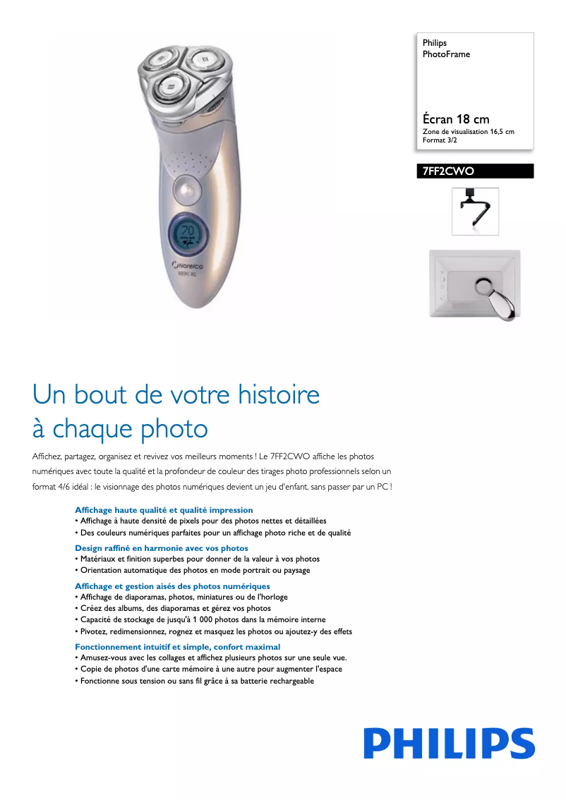 Imagen de la primera página del manual del dispositivo PhotoFrame 7FF2CWO