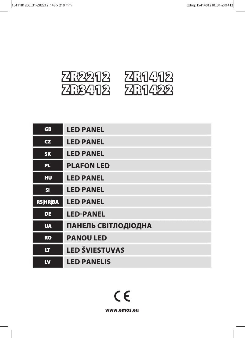 Image de la première page du manuel de l'appareil ZR2212
