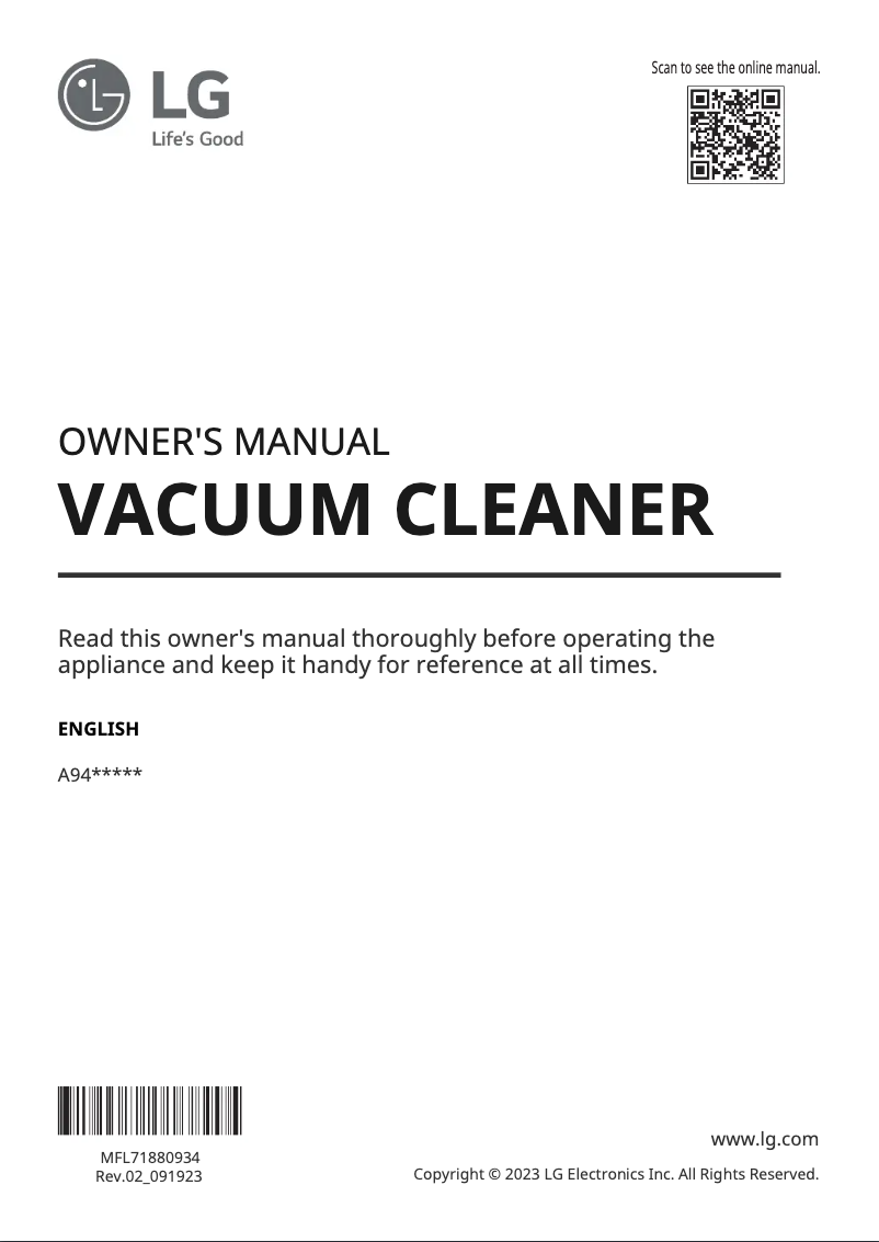 Page n°1 - Manuel utilisateur LG CordZero A949KTMS