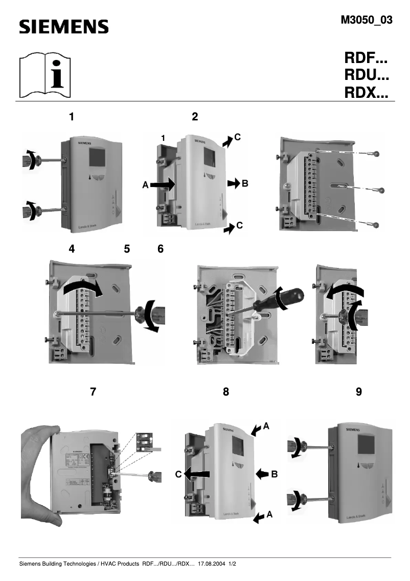 Page n°1 - Manuel utilisateur Siemens RDF301.50H