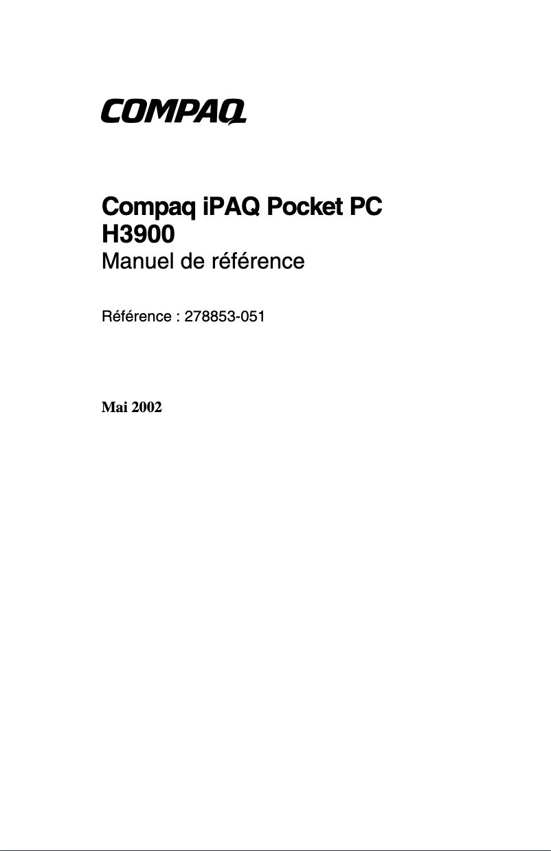 Page 1 de la notice Manuel utilisateur HP iPAQ h3900