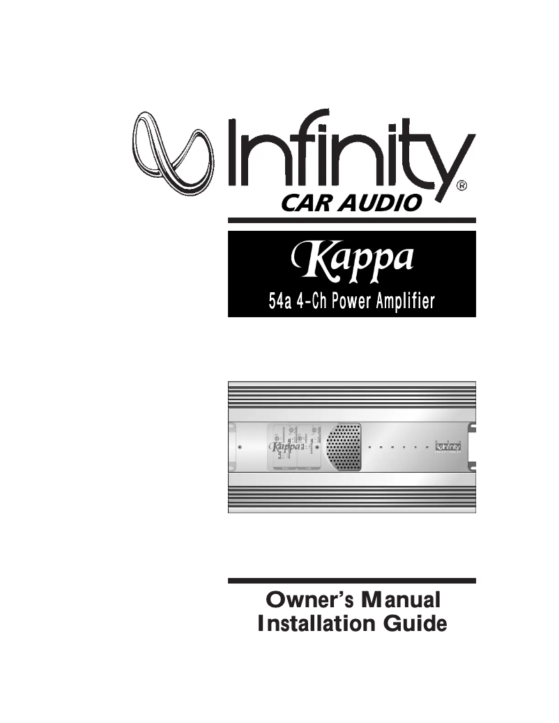 Page 1 de la notice Manuel utilisateur Infinity Kappa 54a