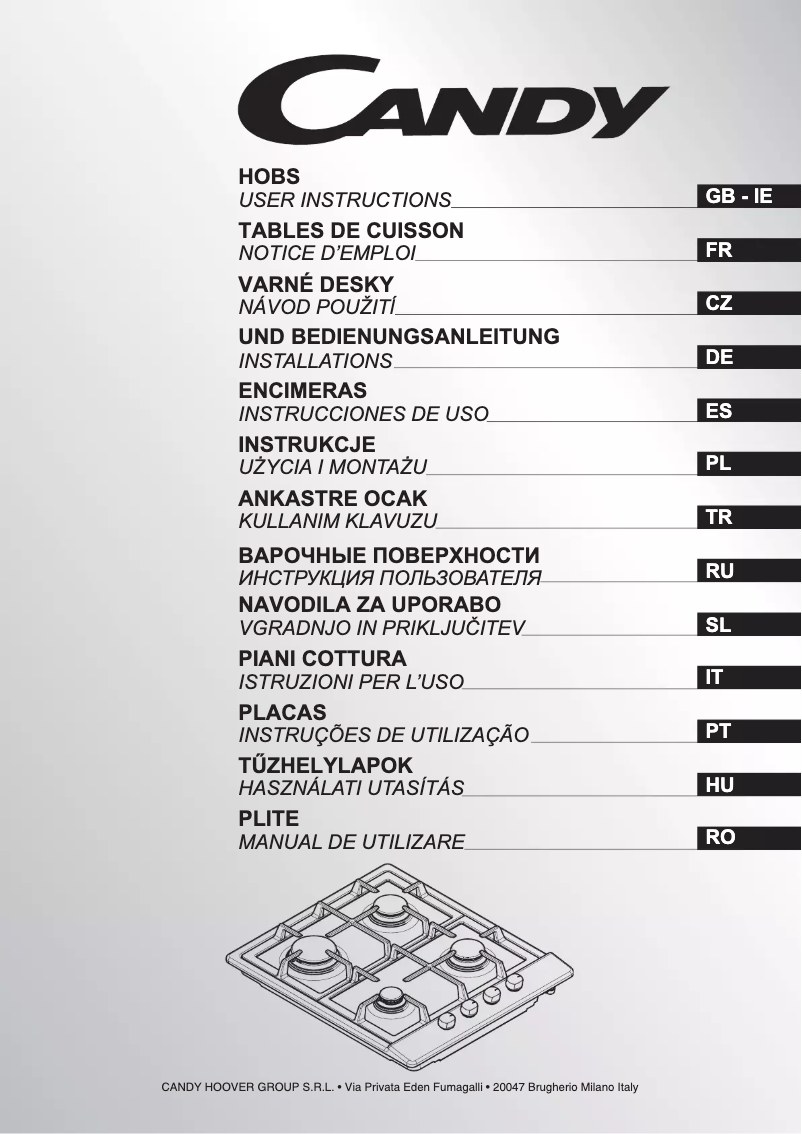 Page 1 de la notice Manuel utilisateur Candy CLGC64SGBA