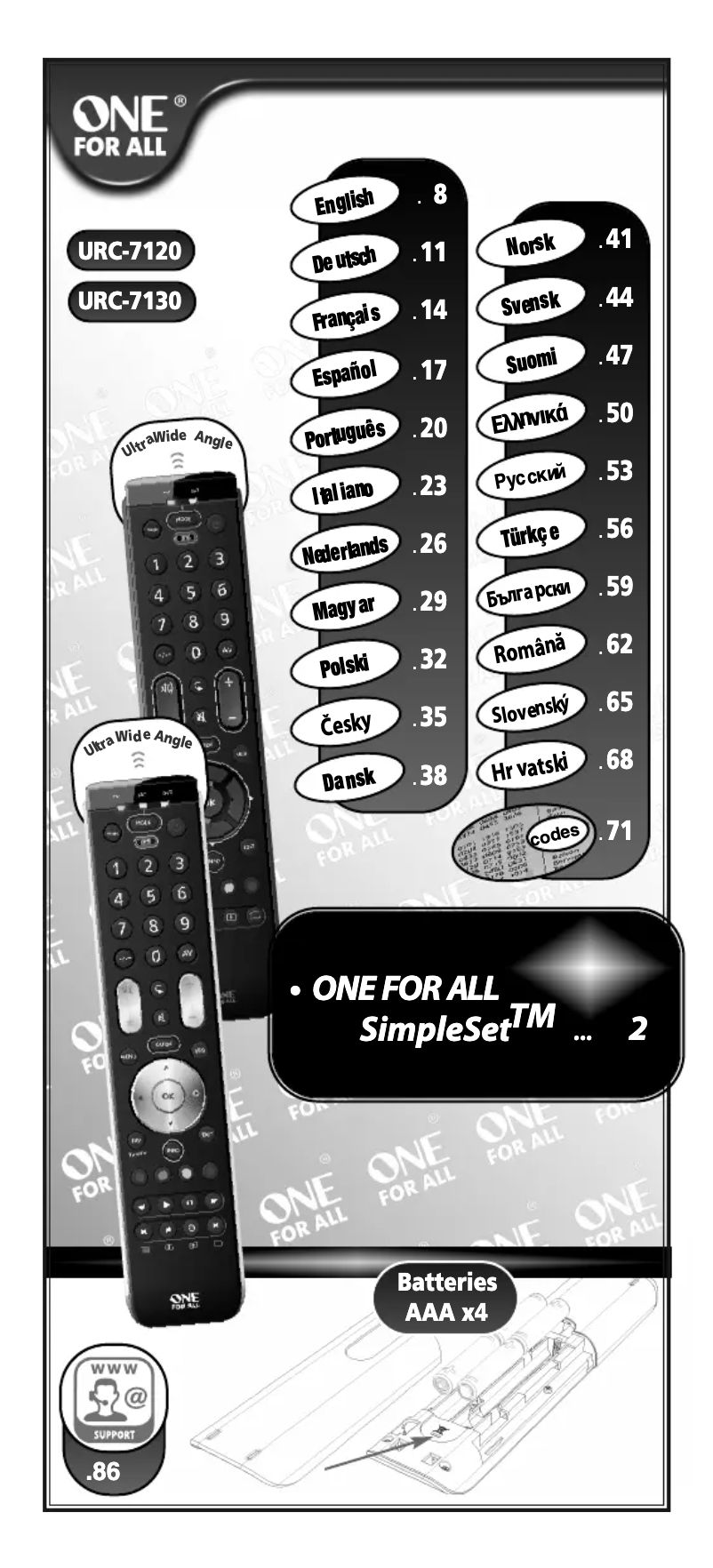 Page 1 de la notice Manuel utilisateur One for all Essence 3