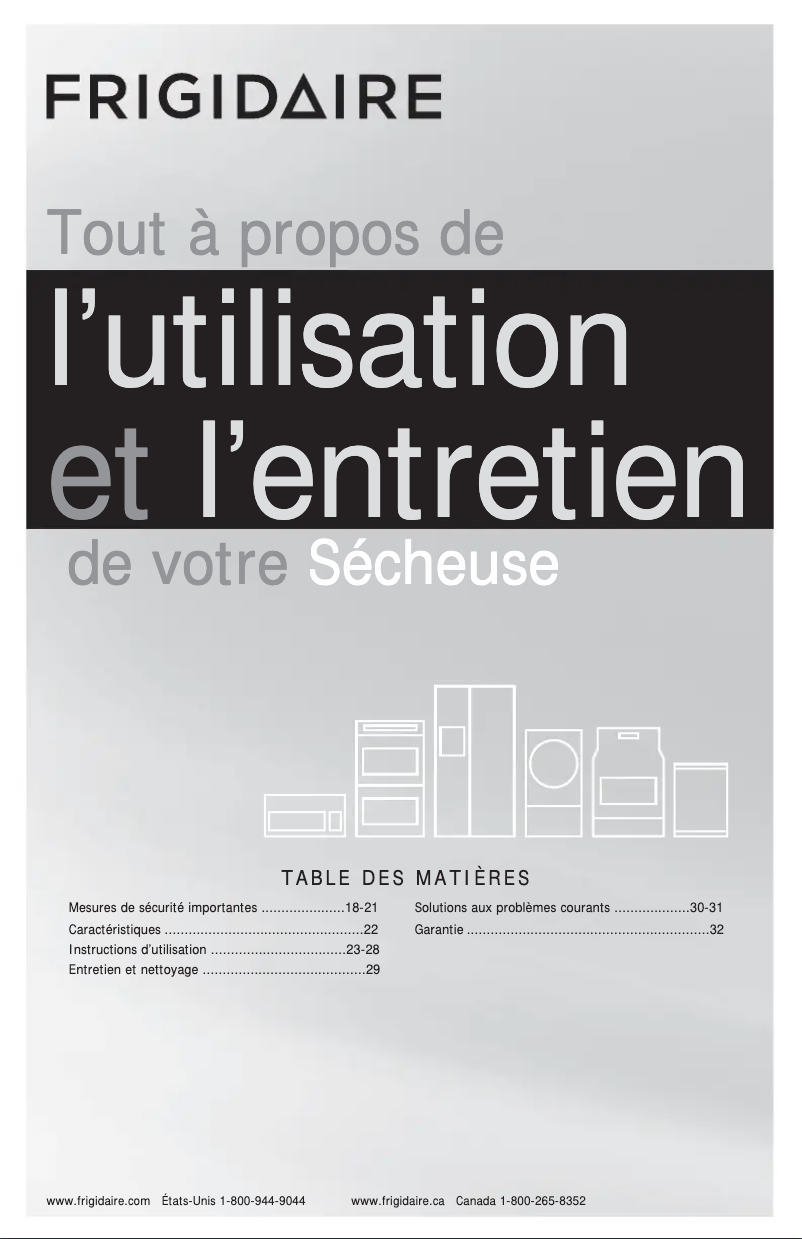 Page n°1 - Manuel utilisateur Frigidaire FFQG5000QW