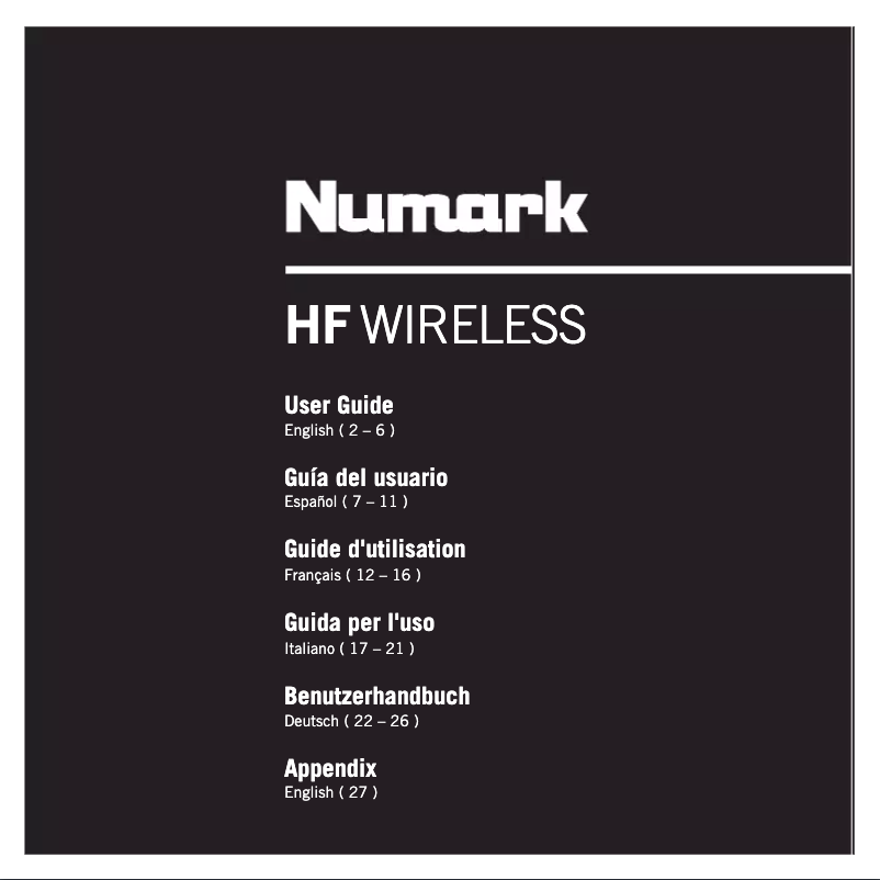 Página 1 del manual Manual de usuario Numark HF Wireless