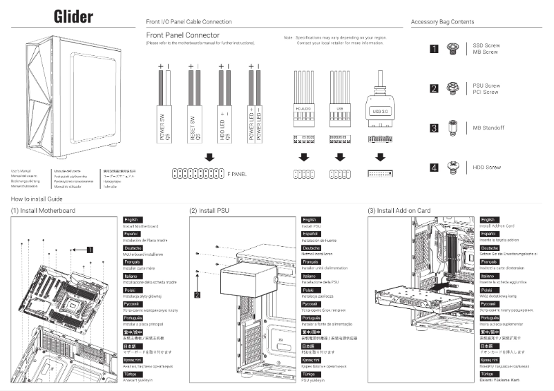 Page n°1 - Manuel utilisateur AeroCool Glider