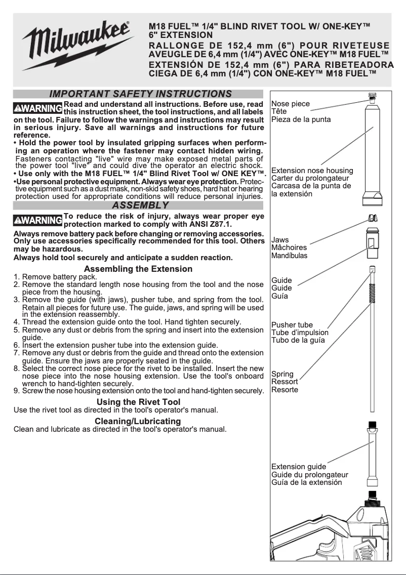 Page 1 de la notice Manuel utilisateur Milwaukee 49-16-2660EXT