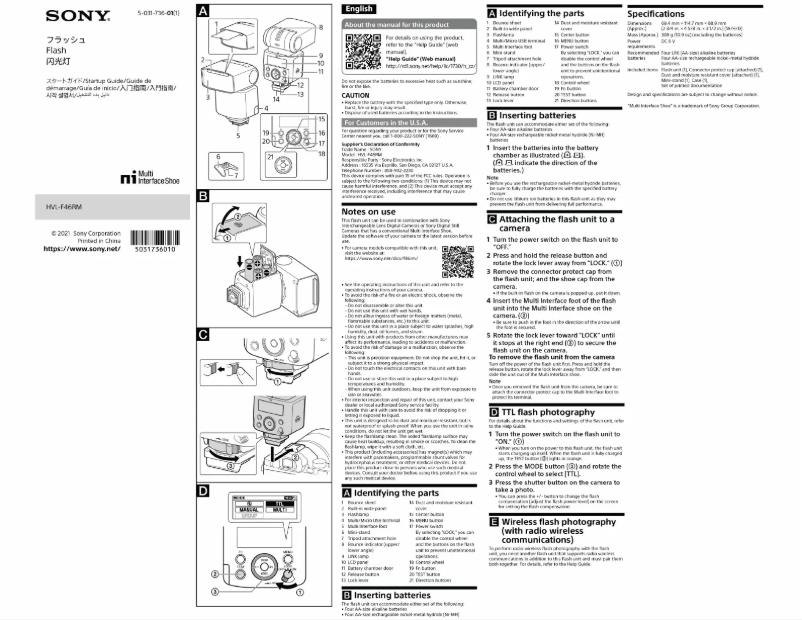 Image de la première page du manuel de l'appareil HVL-F46RM