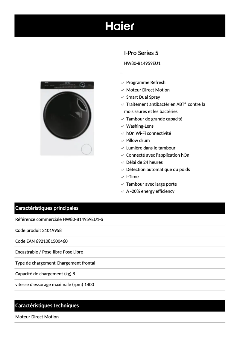Image de la première page du manuel de l'appareil HW80-B14959