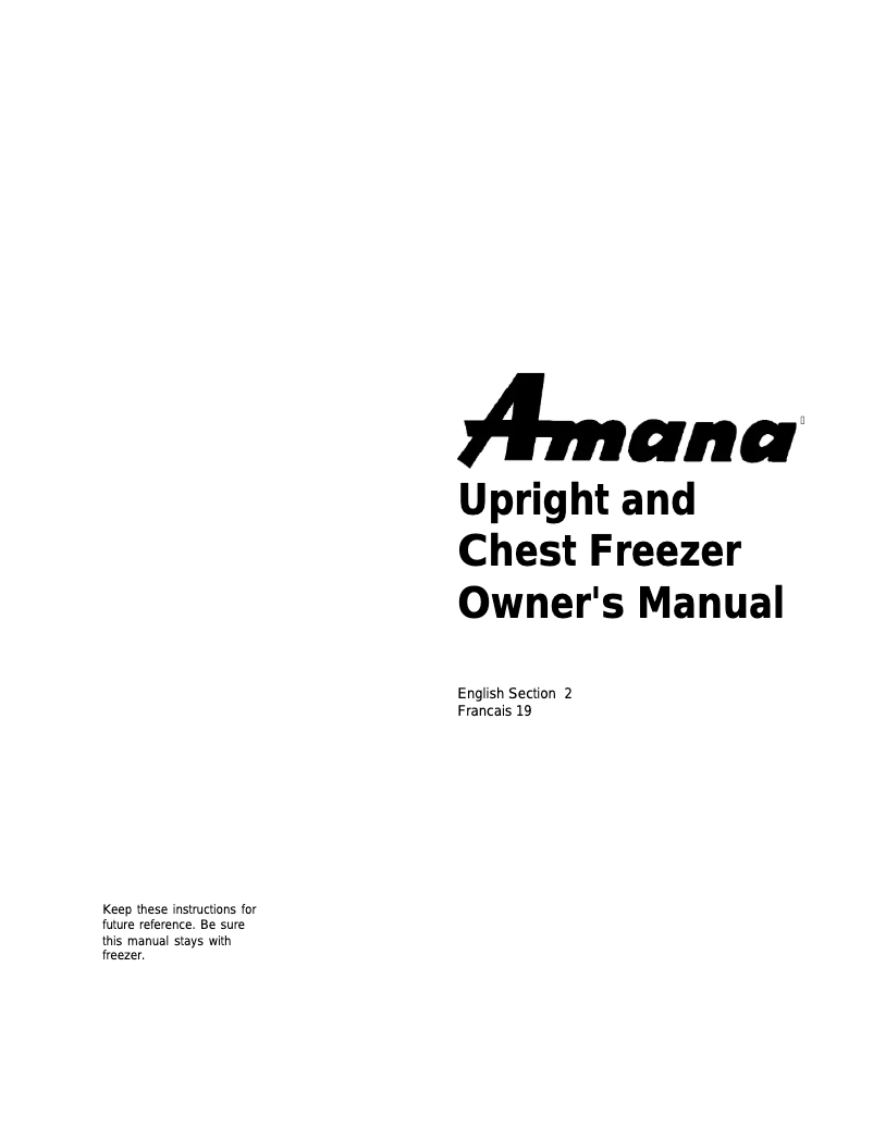 Page n°1 - Manuel utilisateur Amana C70FW