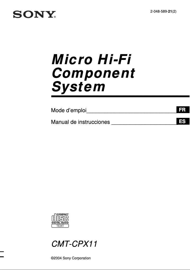 Página 1 del manual Manual de usuario Sony CMT-CPX11