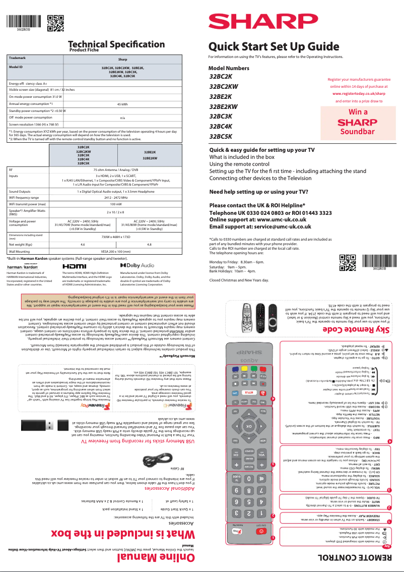 Page n°1 - Guide de démarrage rapide Sharp 32BG2K