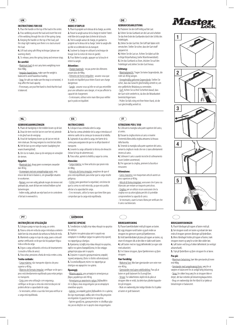 Page 1 de la notice Manuel utilisateur Master Lock 3123